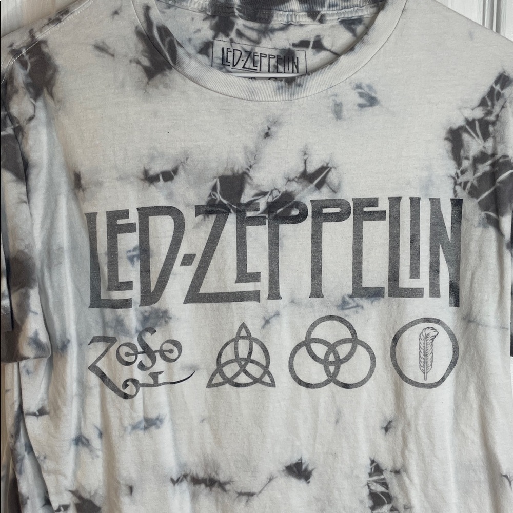 Led Zeppelin Tie-Dye Graphic Tee Black & White Unisex Size Small